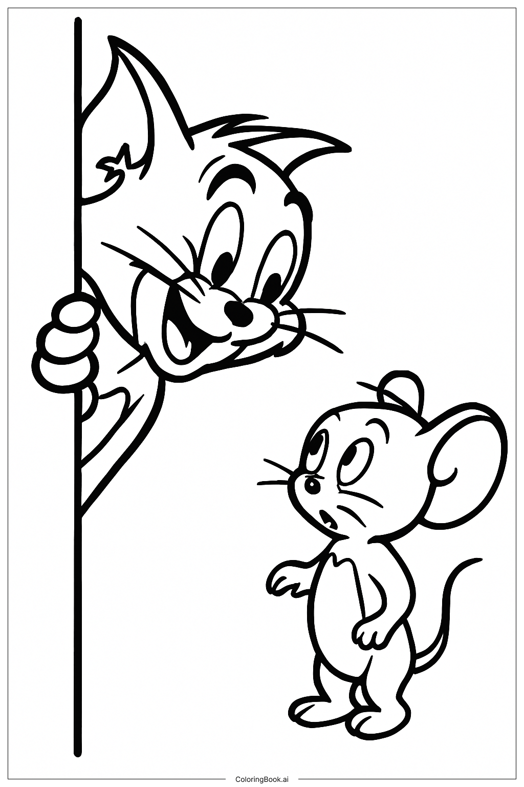  Page de coloriage Tom qui épie Jerry 
