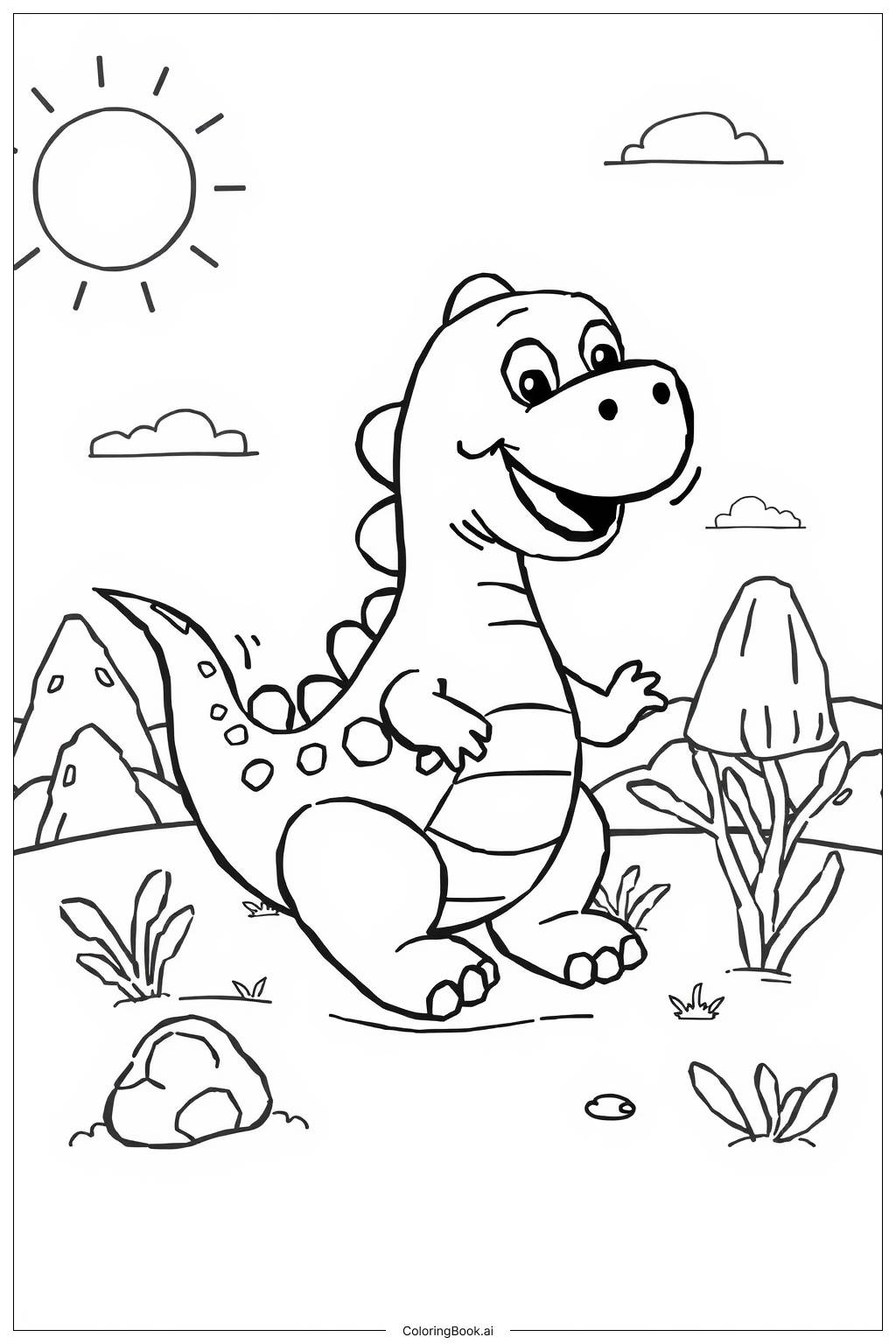  Easy Dinosaur Drawing Coloring Page 