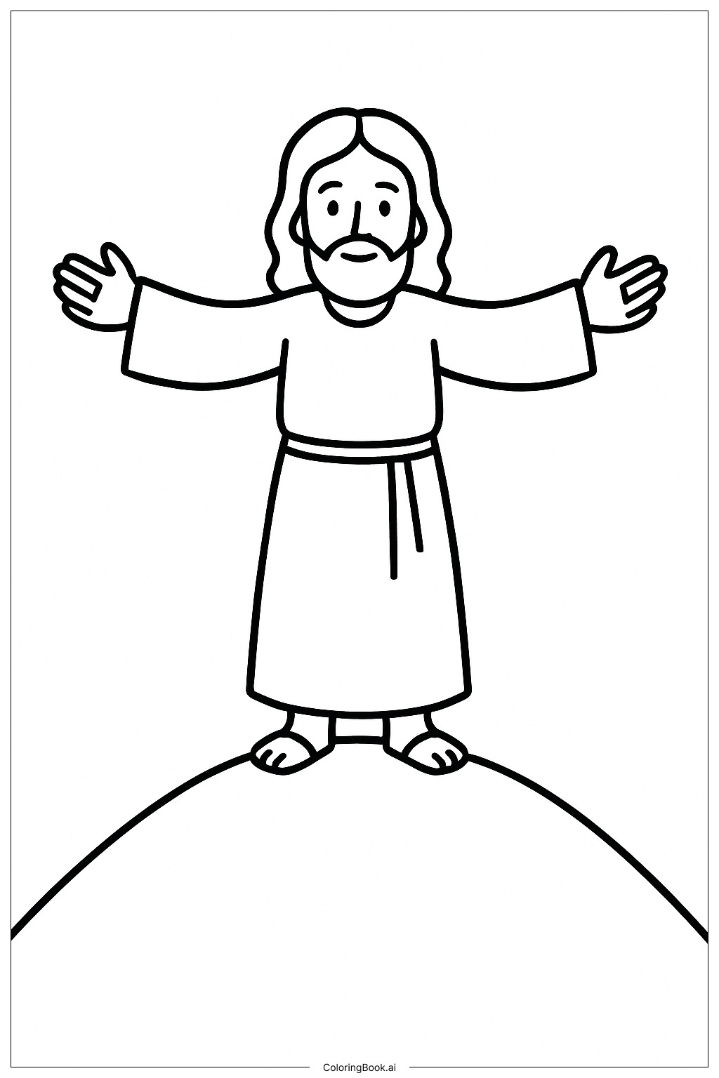  Página para colorear de Jesús Mi Roca en una Colina Simple 