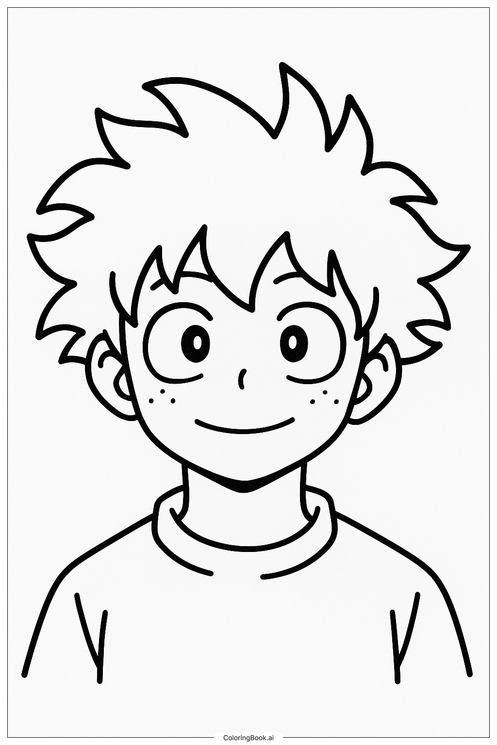  我的英雄學院 Deku 簡單人物肖像著色頁 