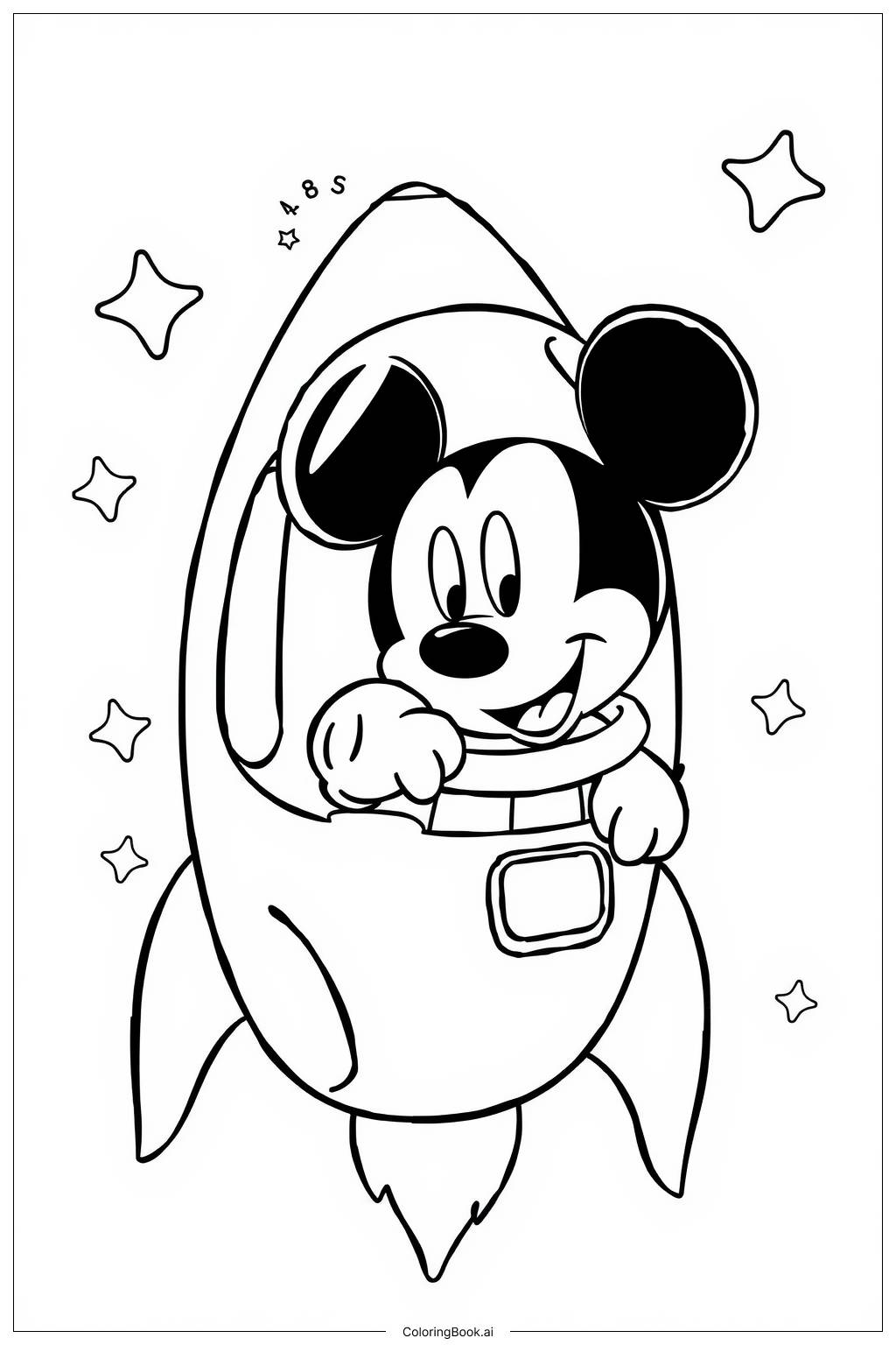  Página para colorear de Mickey Mouse Clubhouse Aventura Espacial 