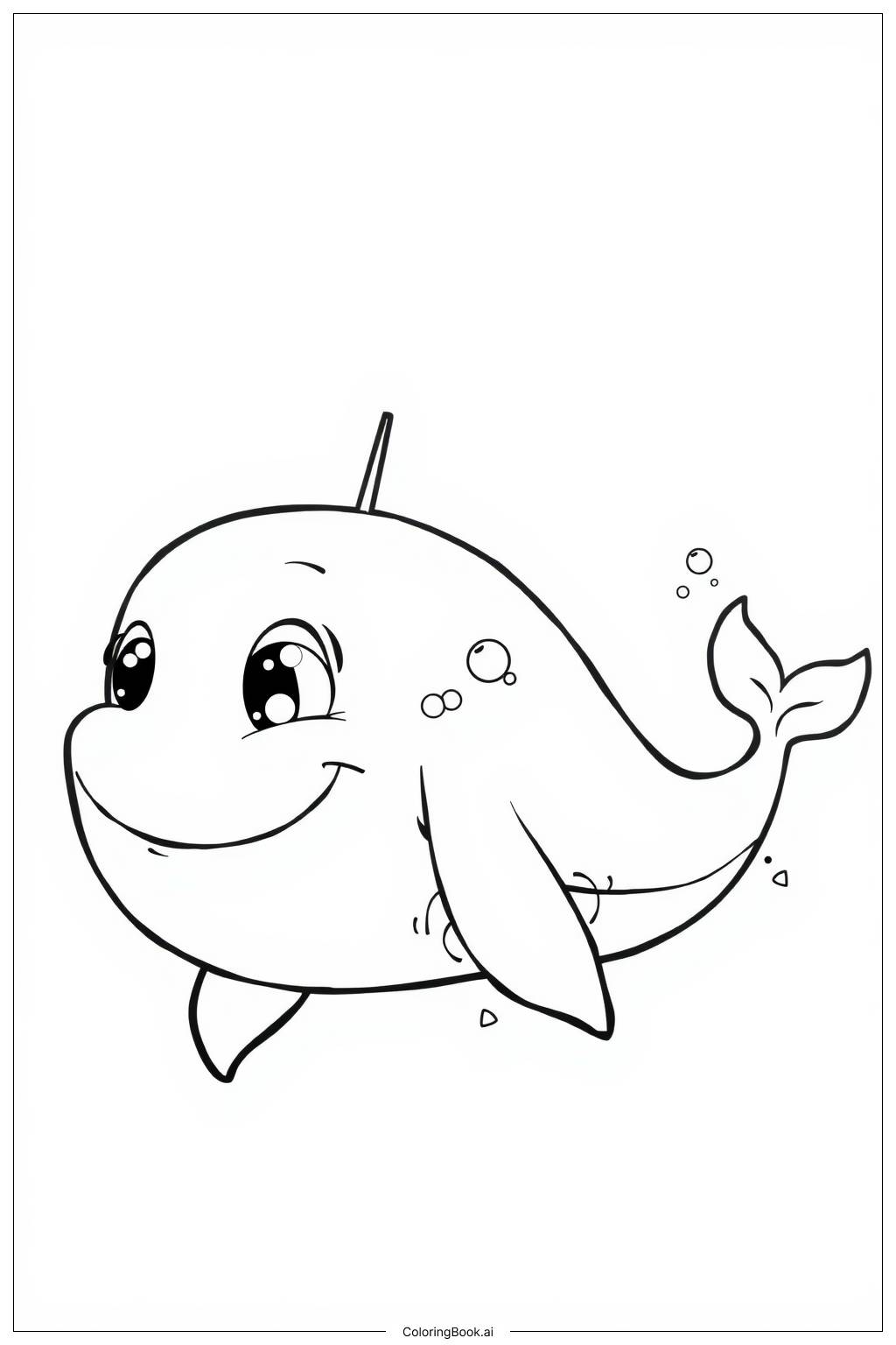  Página para colorear de Ballena de dibujos animados-2 