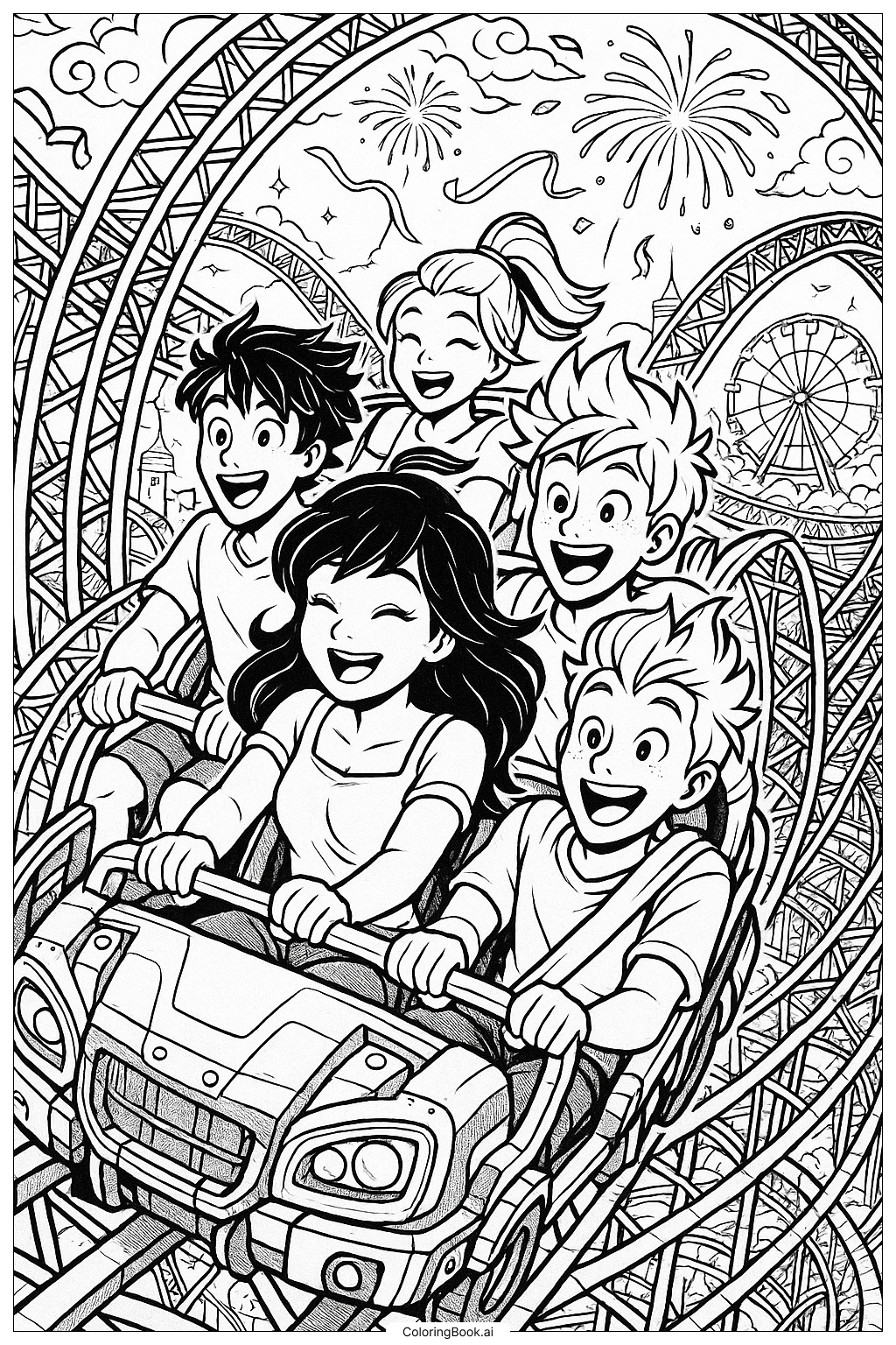  Aphmau And Friends On A Rollercoaster Coloring Page 