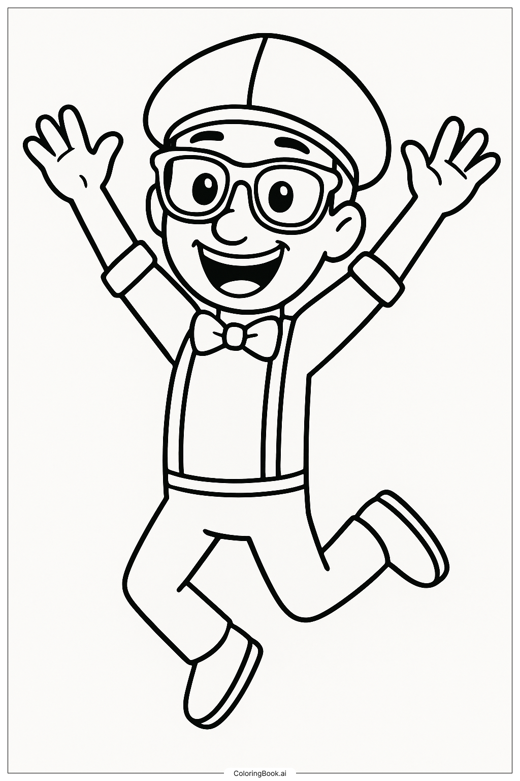  ブリッピが喜びのジャンプをするの塗り絵ページ 