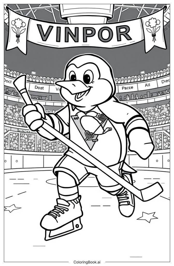  Page de coloriage Pittsburgh Hiver Pingouins Patinage 