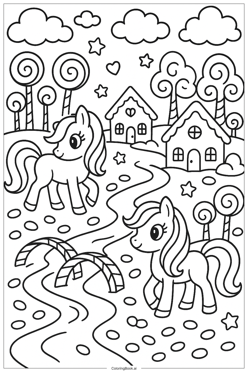  My Little Pony Candy Land Fantasy Coloring Page 