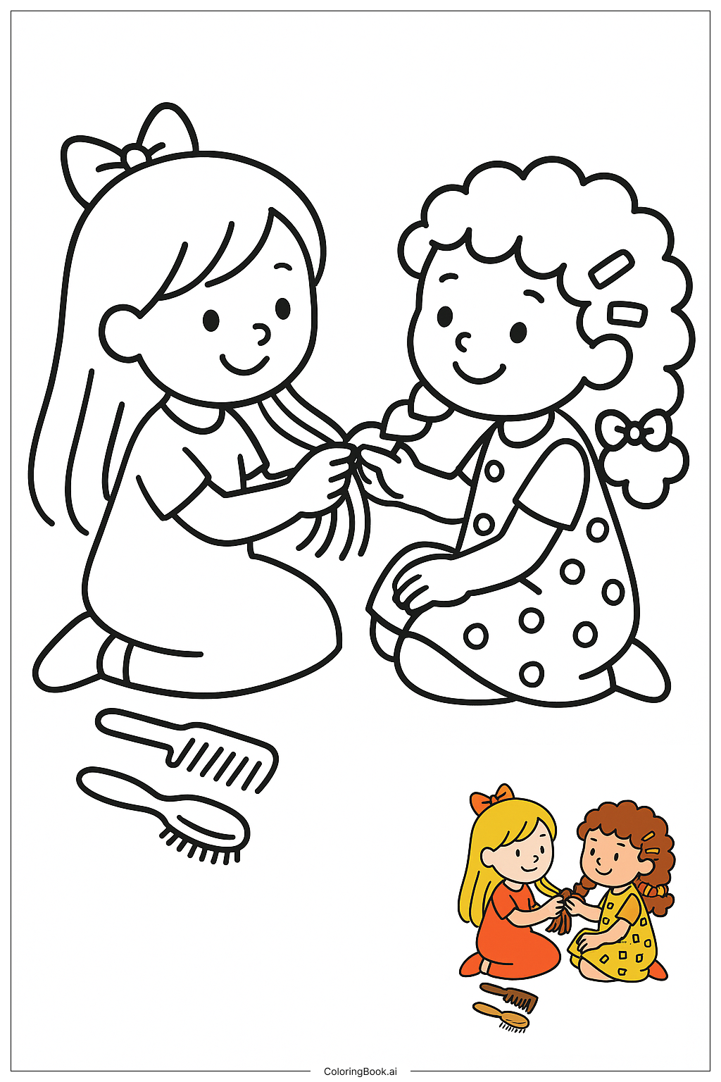  Best Friends Doing Each Other'S Hair著色頁 