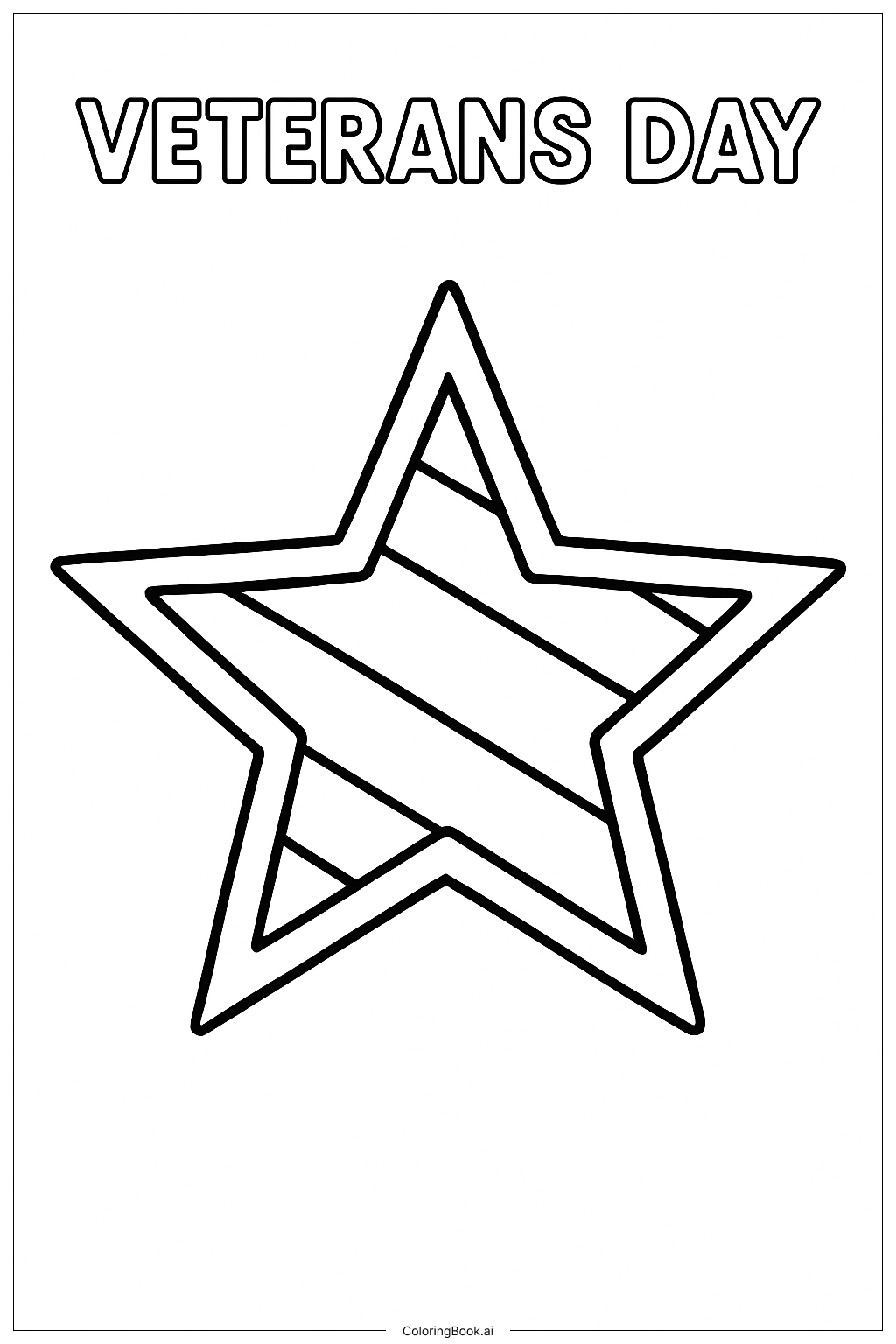  退伍军人节星条旗填色页 
