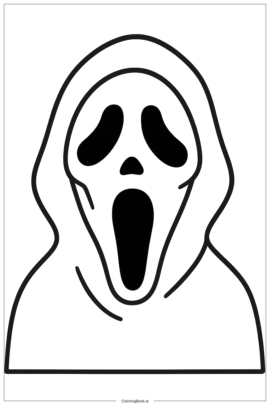  Página para colorear de Contorno Simple de Ghostface para Practicar 