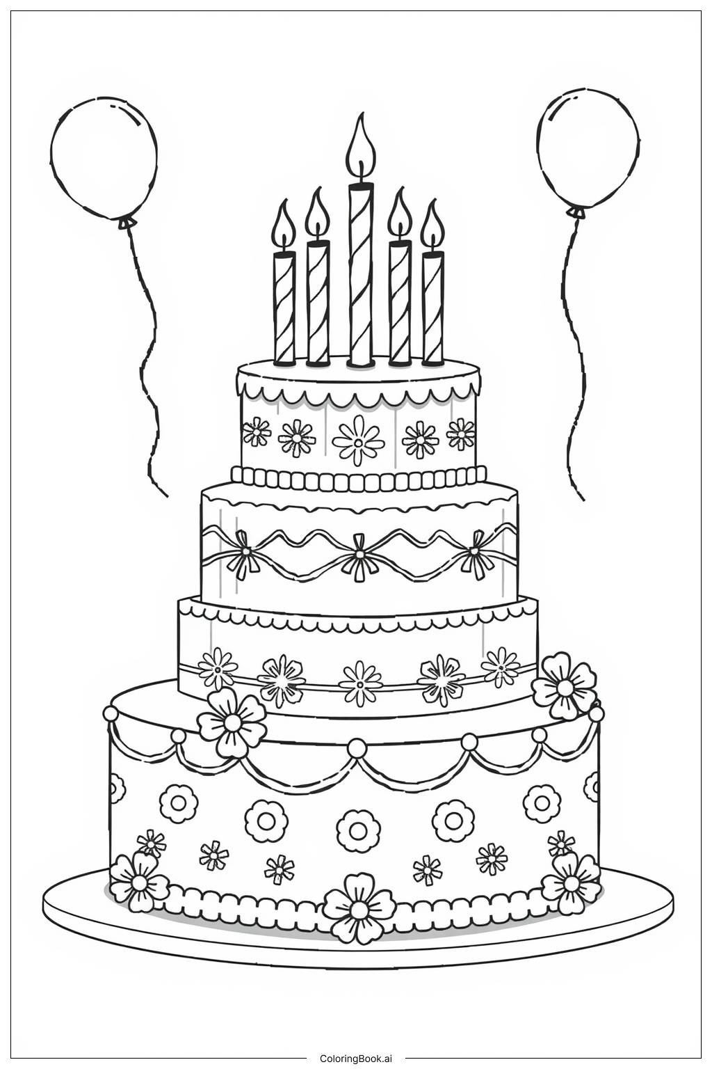  Three Layer Birthday Celebration-2 Coloring Page 