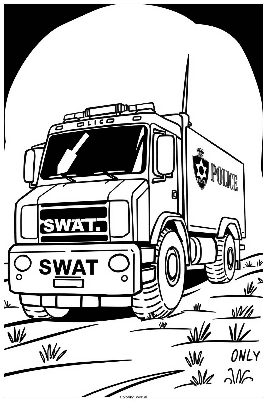  SWAT Police Truck Ready for Action Coloring Page 