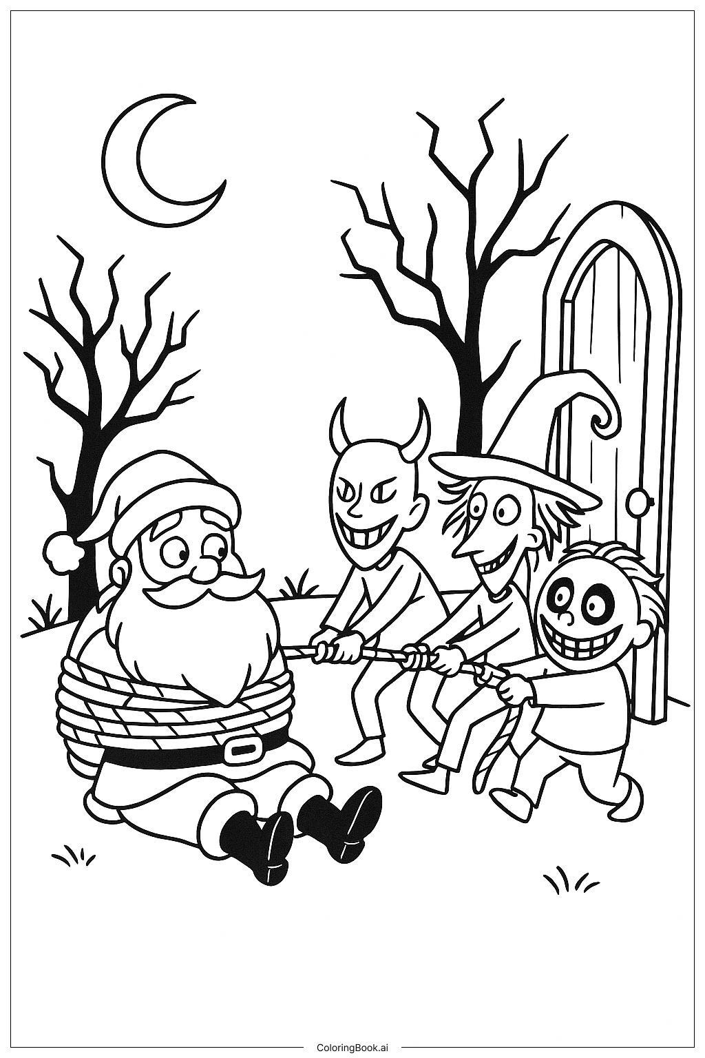  ナイトメア・ビフォア・クリスマス サンタクロース誘拐事件の塗り絵ページ 