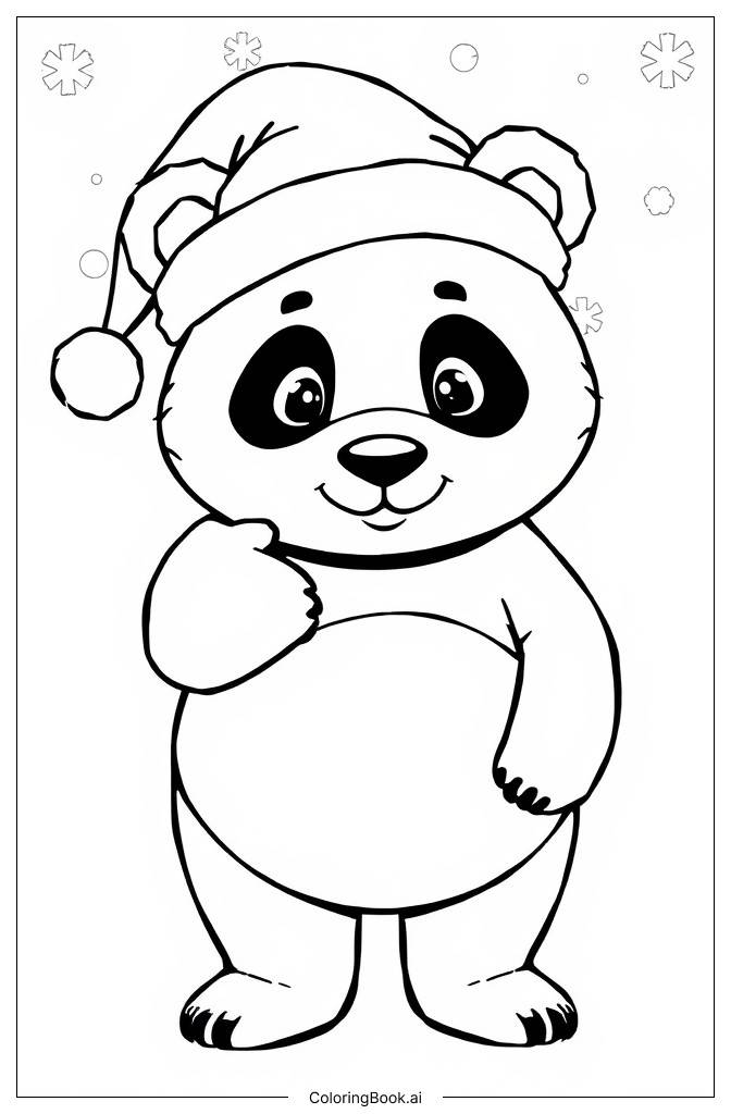  Página para colorear de Panda de Navidad 