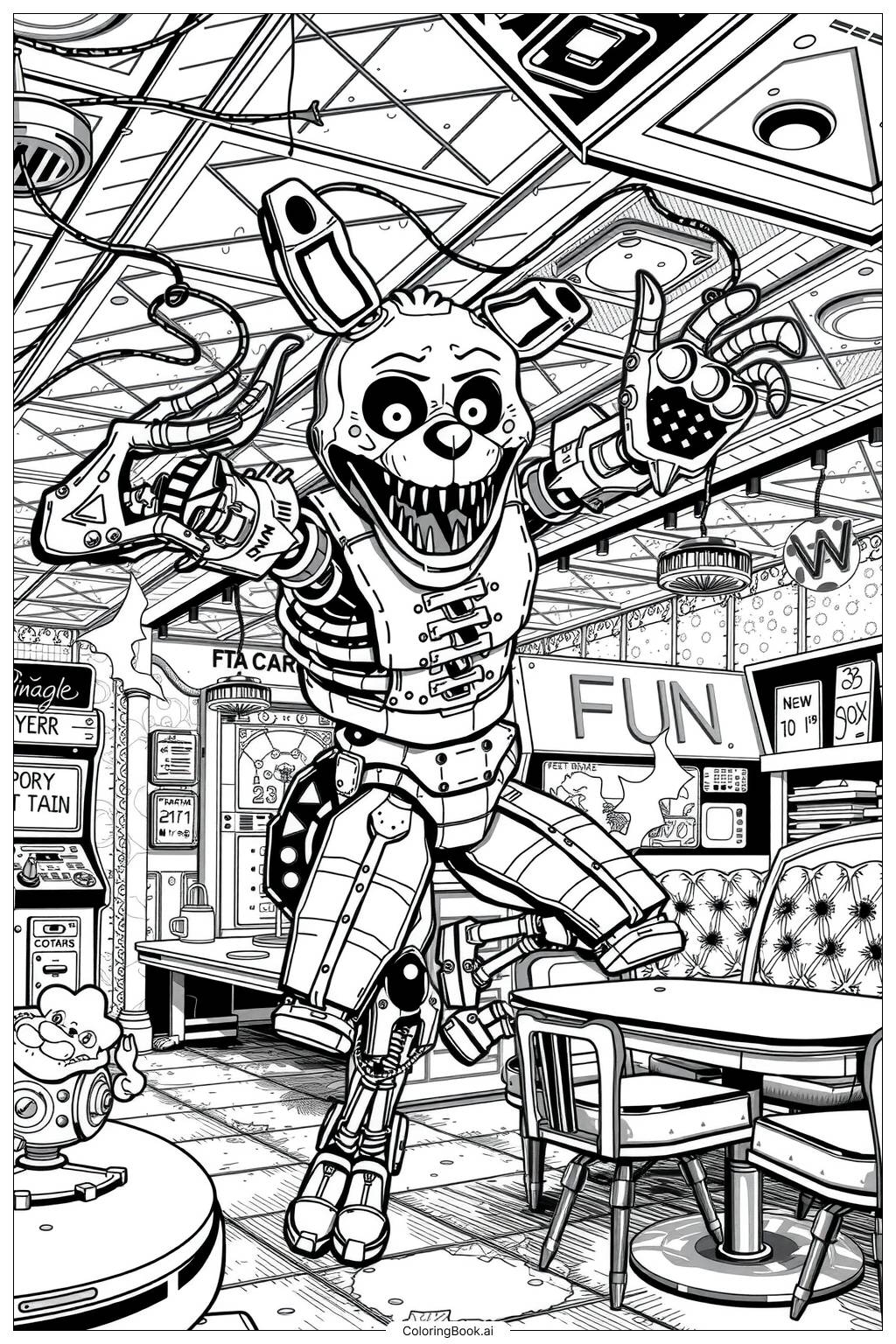  five nights at freddy showdown with Mangle Coloring Page 