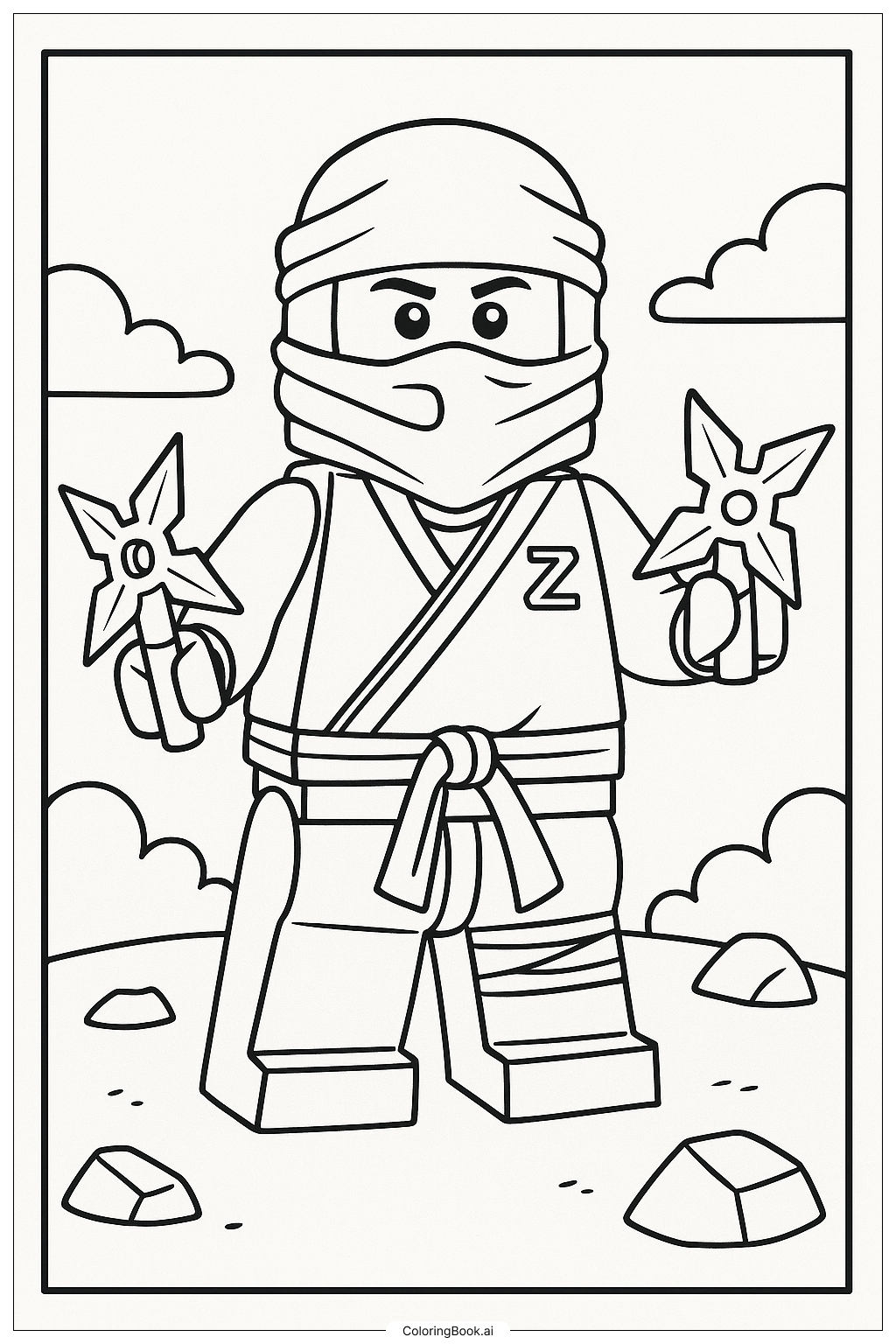  Ninjago Zane And His Shurikens Ausmalseite 