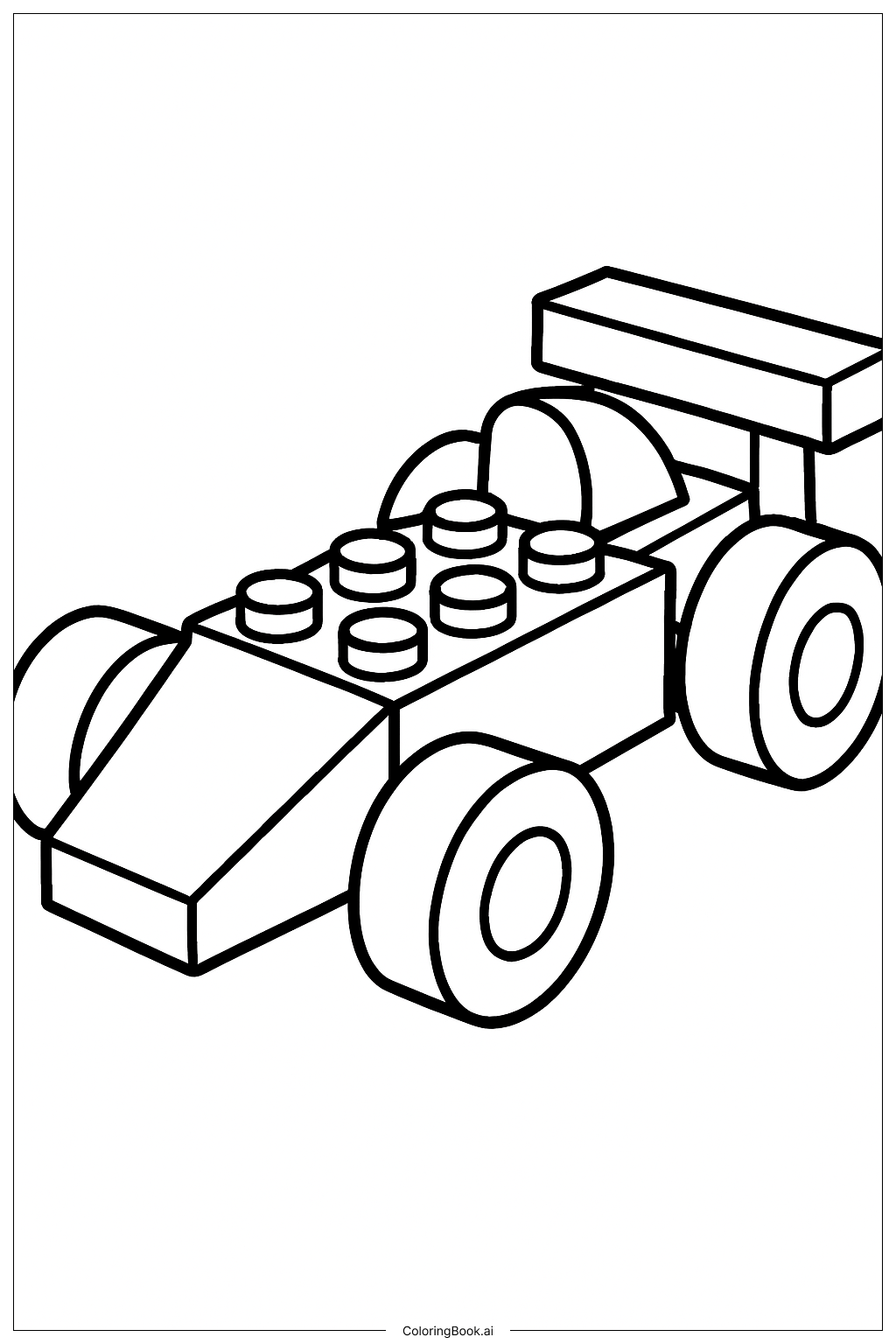 LEGO 賽車積木設計著色頁