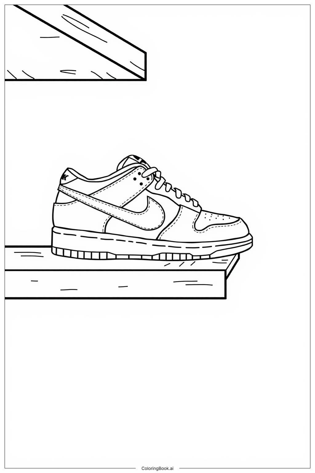  nike dunk sneakers on a shelf Coloring Page 