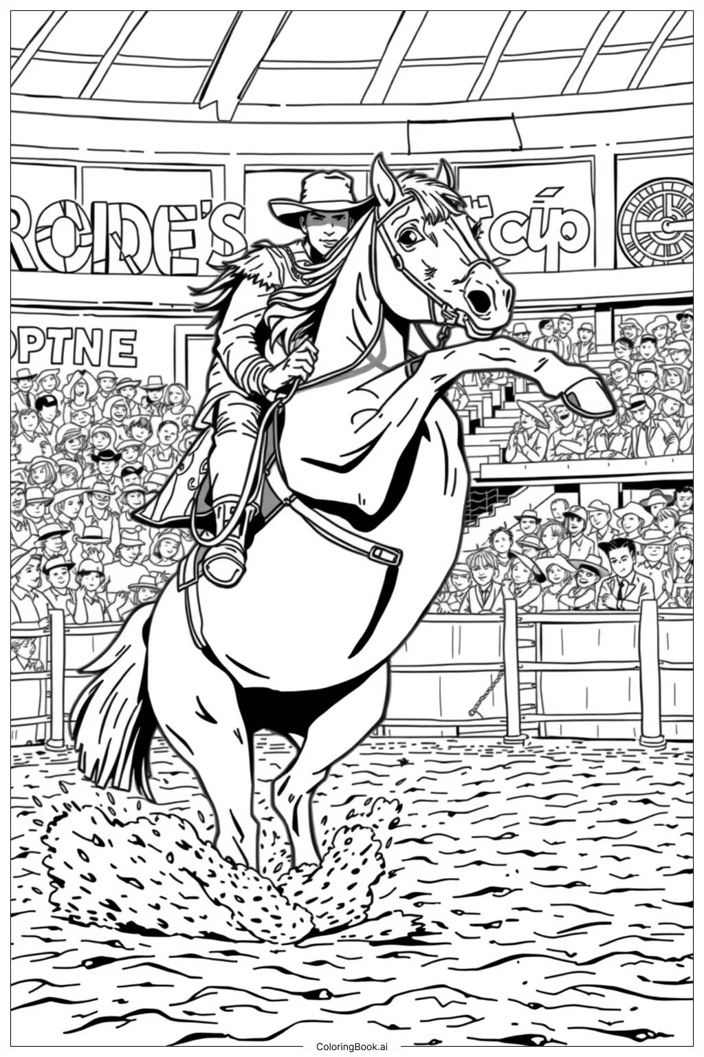  Page de coloriage Cheval Sauvage au Rodéo-2 