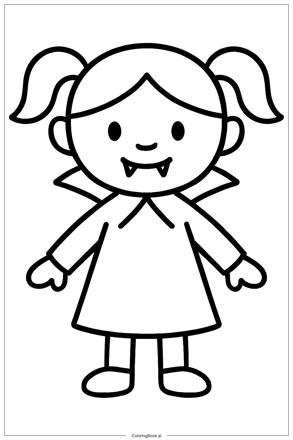 Página para colorir de Garota Vampira com Maria Chiquinhas