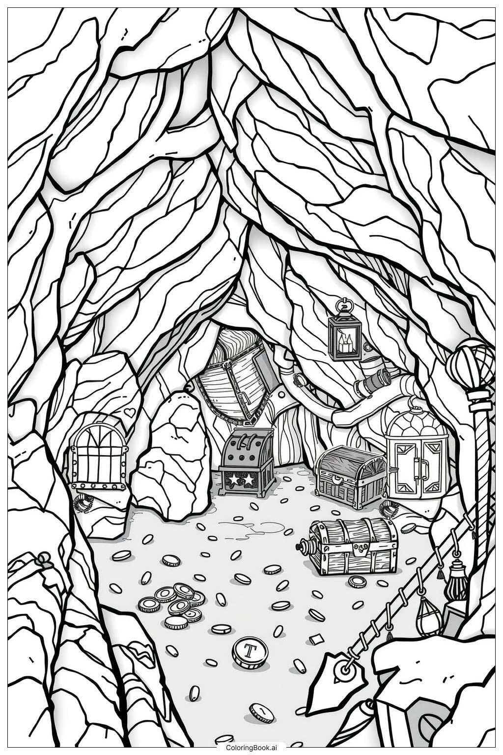  Pirate Shipwreck on a Rocky Coast Coloring Page 