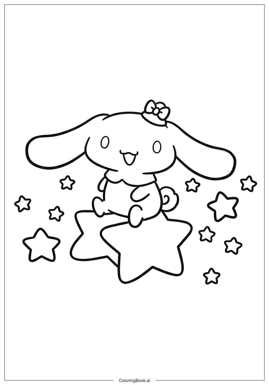  シナモロール 星に座っているの塗り絵ページ 
