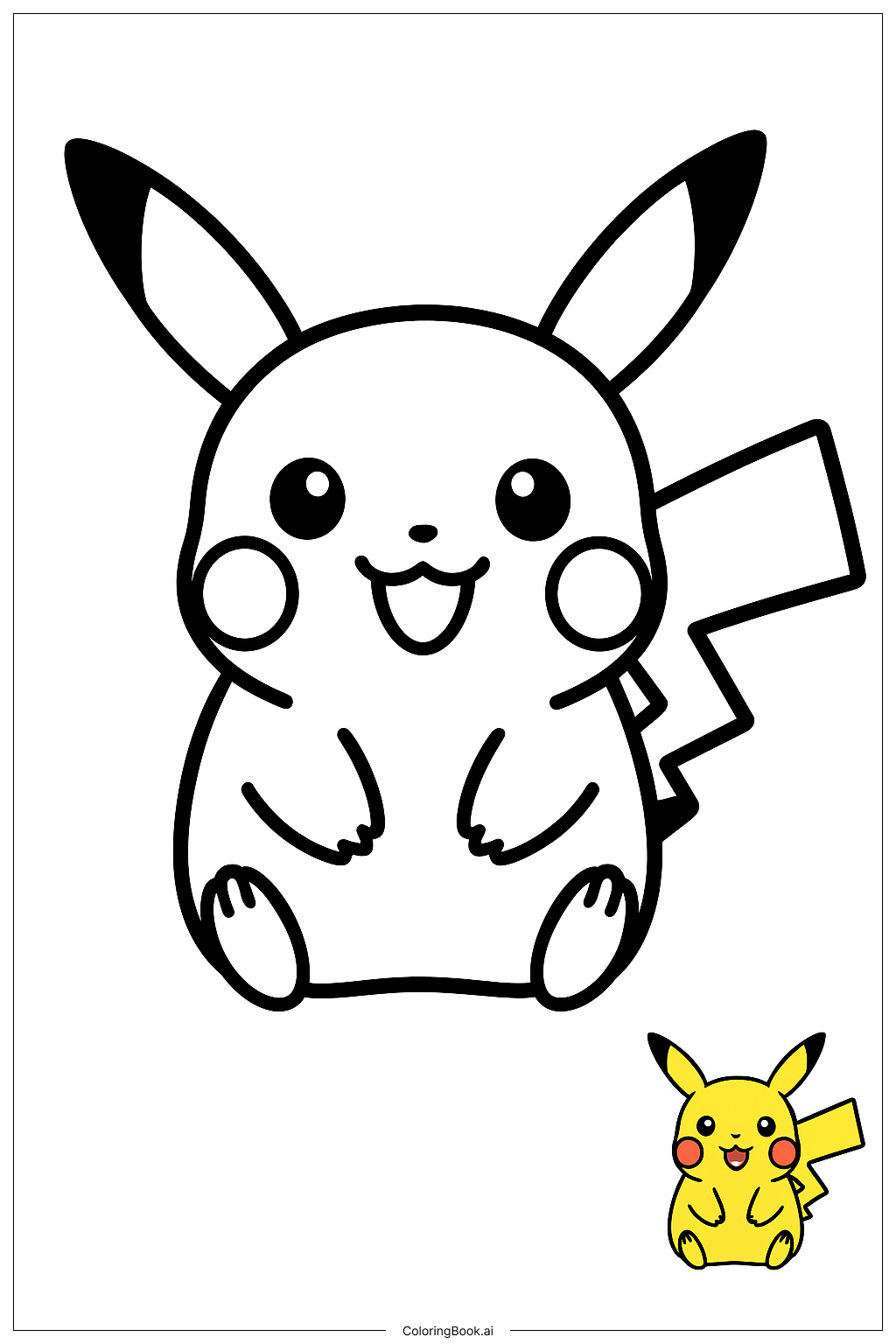  Pikachu Smiling With Cheeks Glowing Coloring Page 