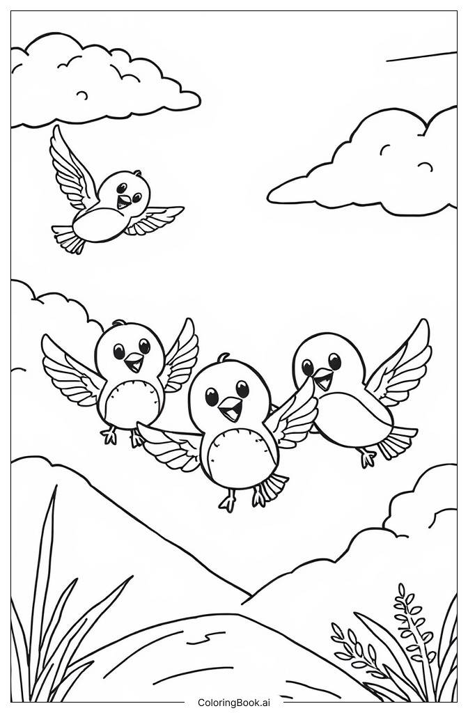  Free Flying Birds Coloring Page 