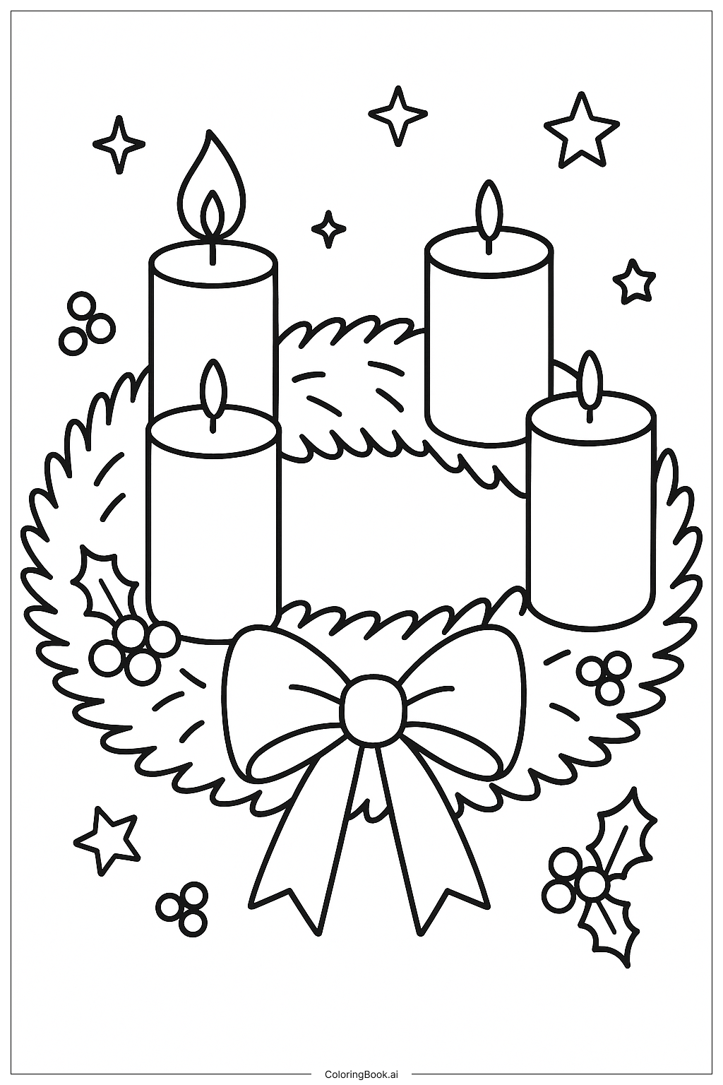  Hope Candle Lit on Advent Wreath Ausmalseite 