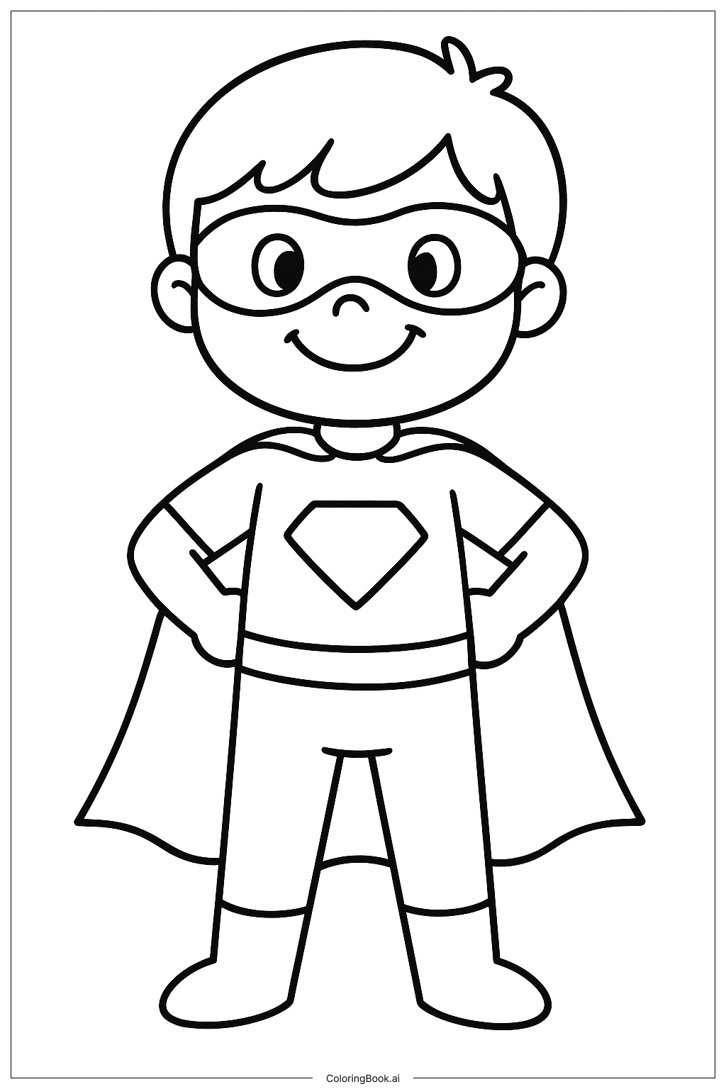 Mutiger Junge Superheld Ausmalseite