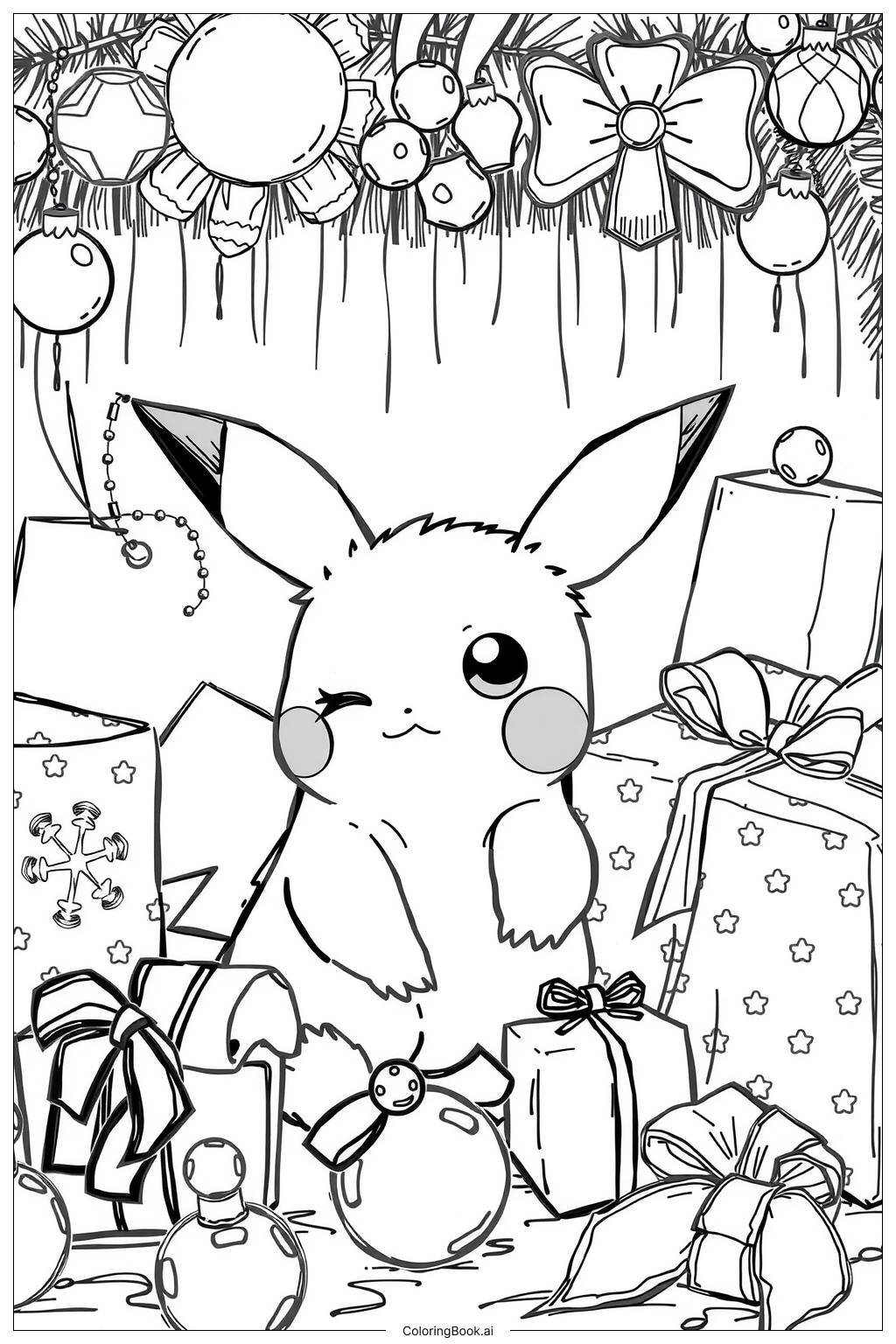  Christmas Pikachu Gifts-2 Coloring Page 