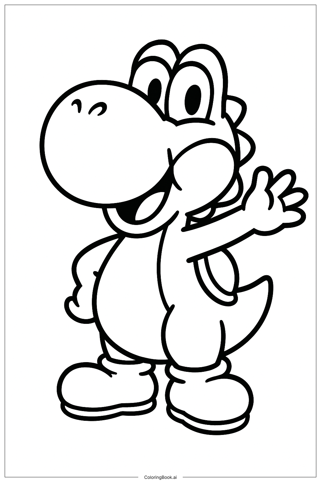  Yoshi Waving on Yoshi's Island Coloring Page 