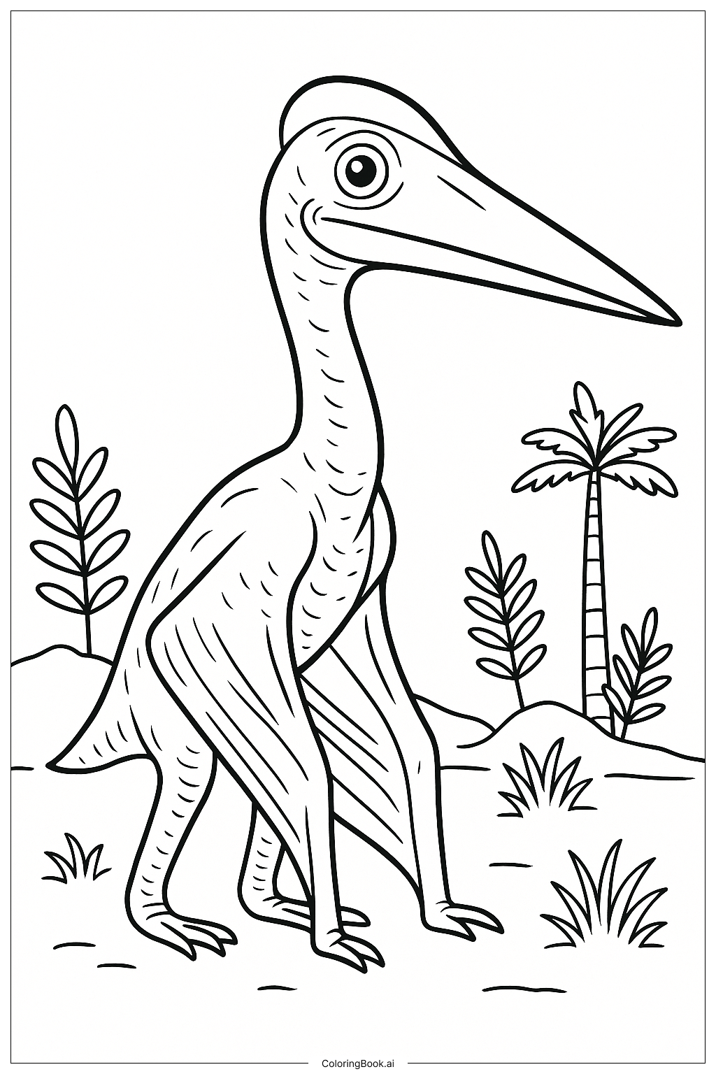  Página para colorir de Um Quetzalcoatlus Realista com Textura de Pele 