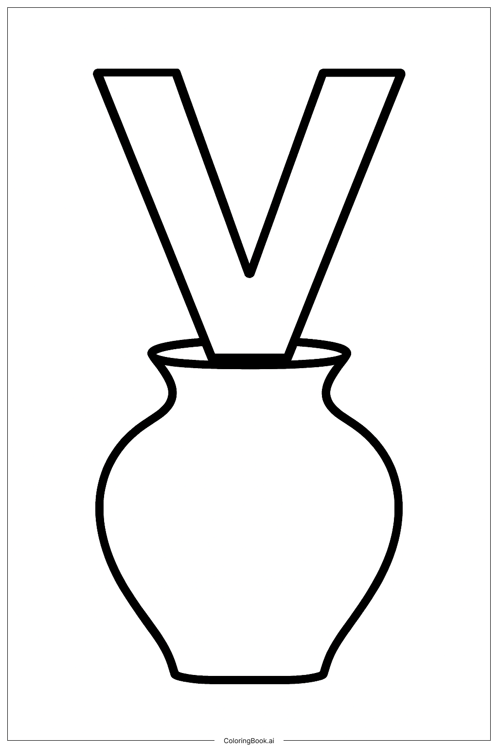  꽃병 속 알파벳 V 색칠공부 페이지 