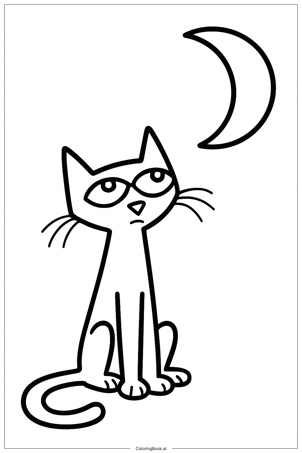  皮特猫望月填色页 