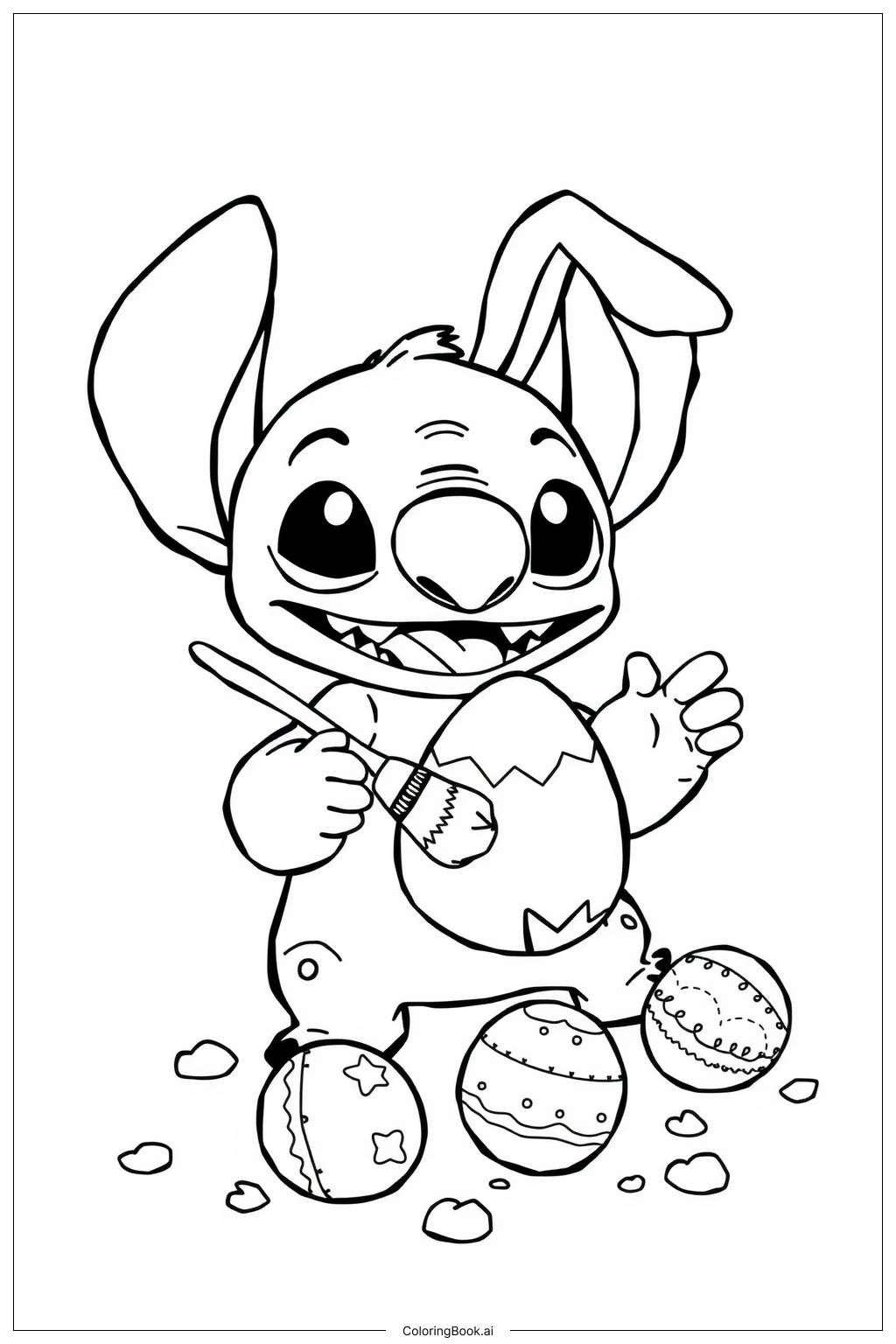  Página para colorear de Huevo de Pascua de Stitch 