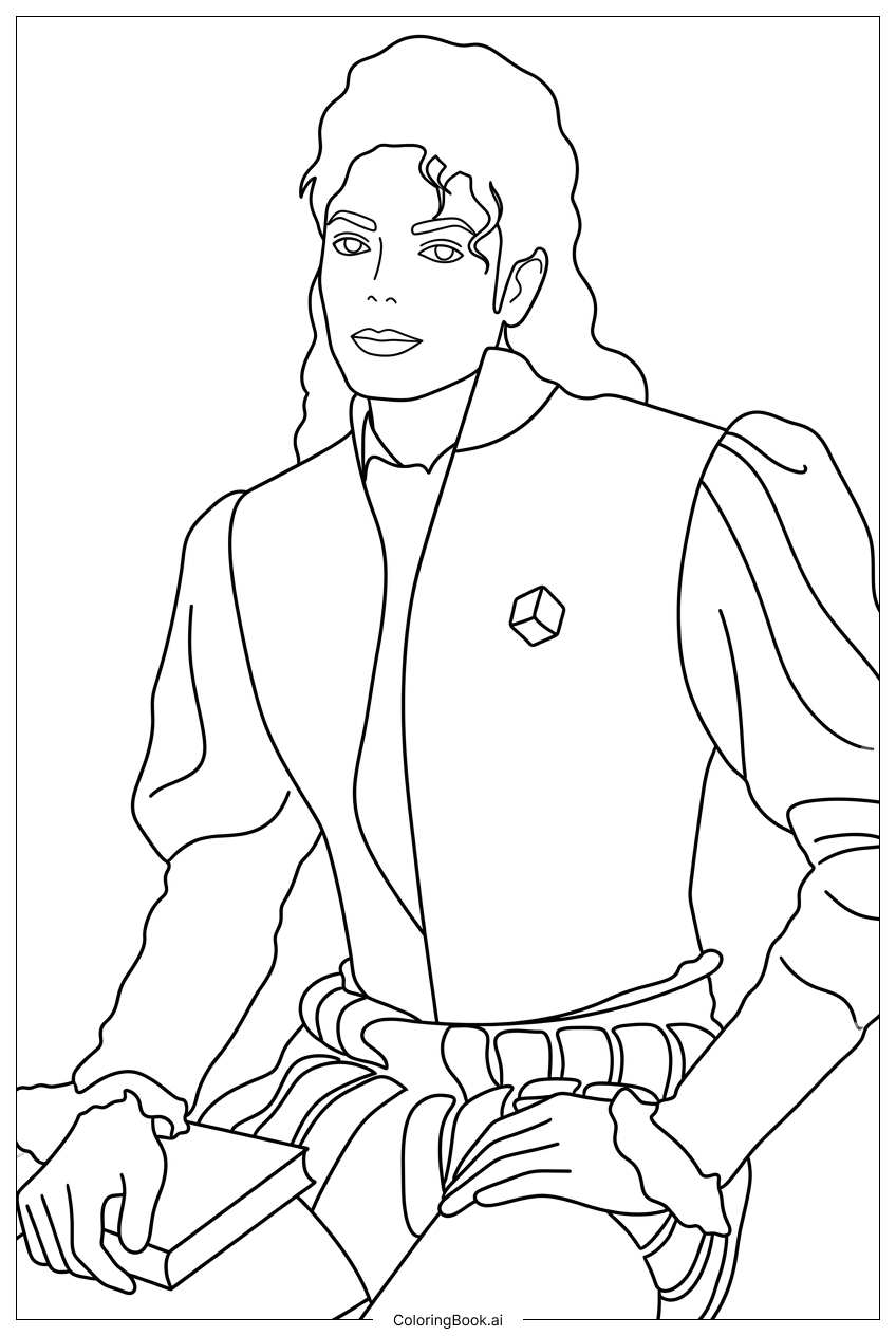 Michael Jackson renaissance costume holding book Coloring Page