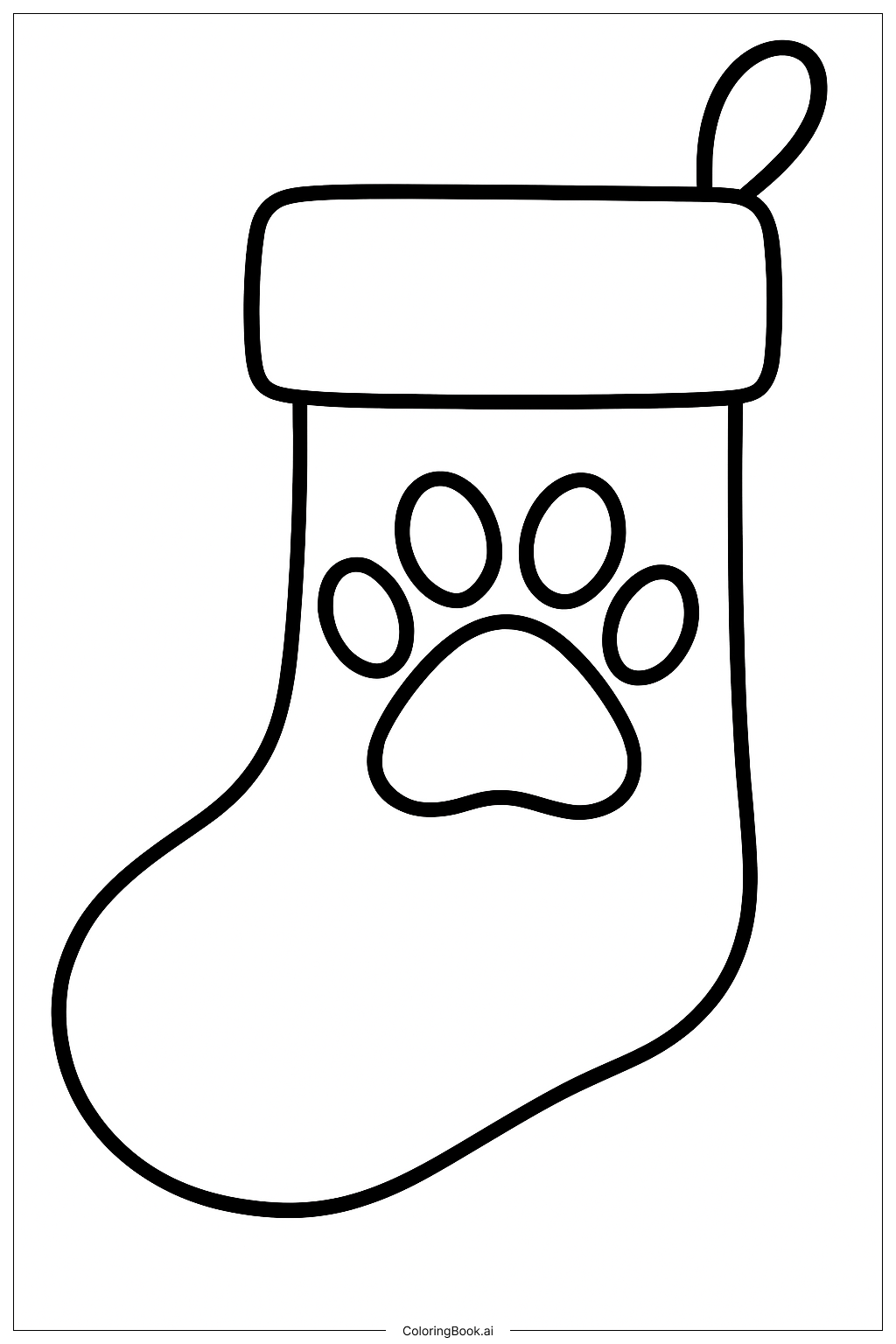  Pet Paw Print Stocking填色页 