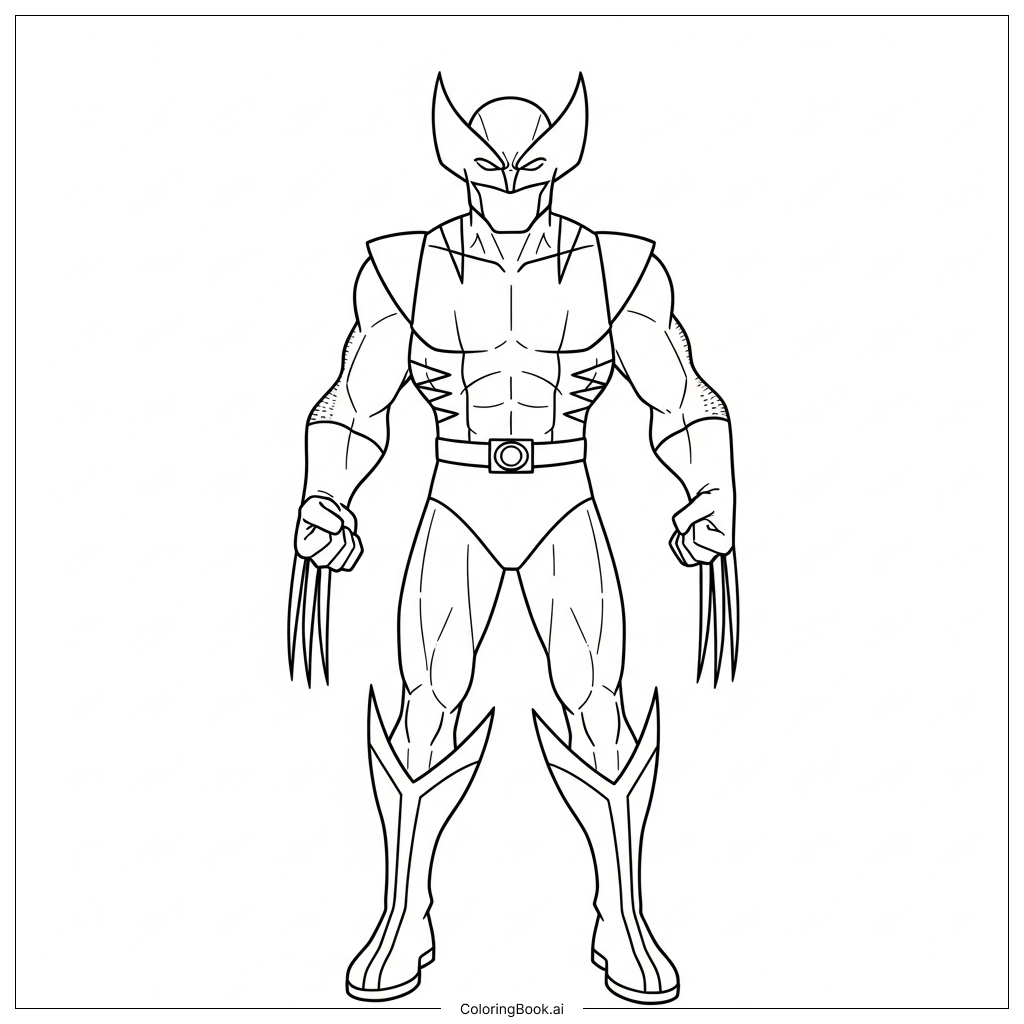  Wolverine steht heldenhaft Ausmalseite 