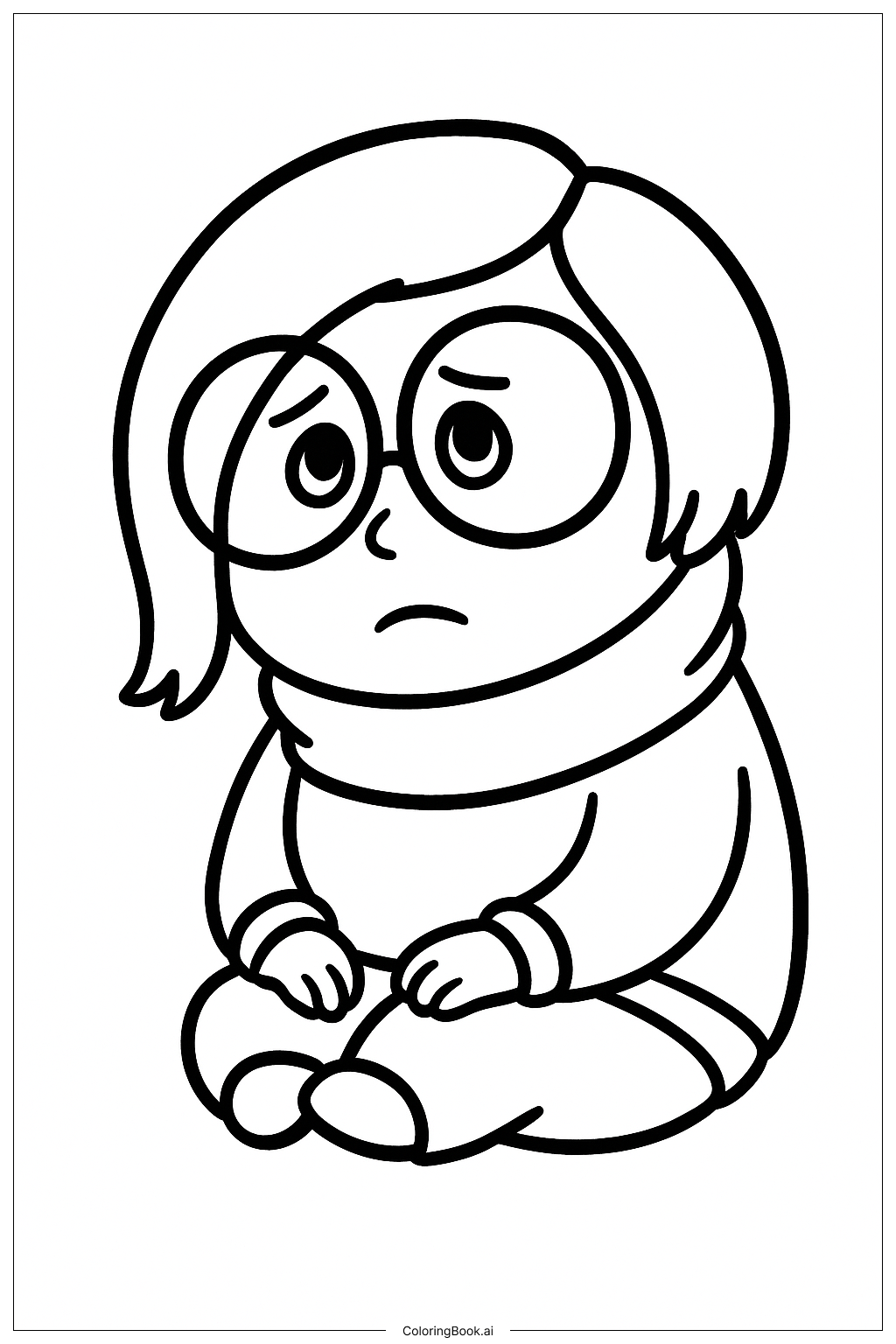 Sadness From Inside Out Sitting Coloring Page