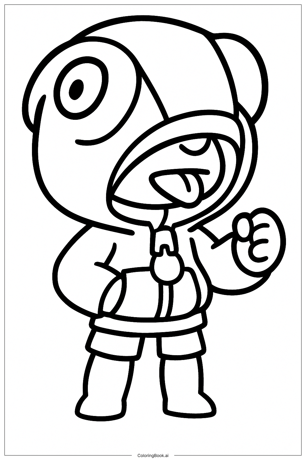  Brawl Stars レオン フーディー姿の塗り絵ページ 