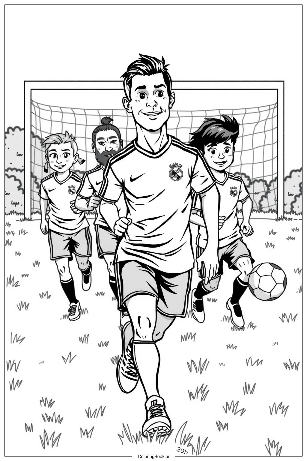  Ronaldo Training with Teammates Coloring Page 