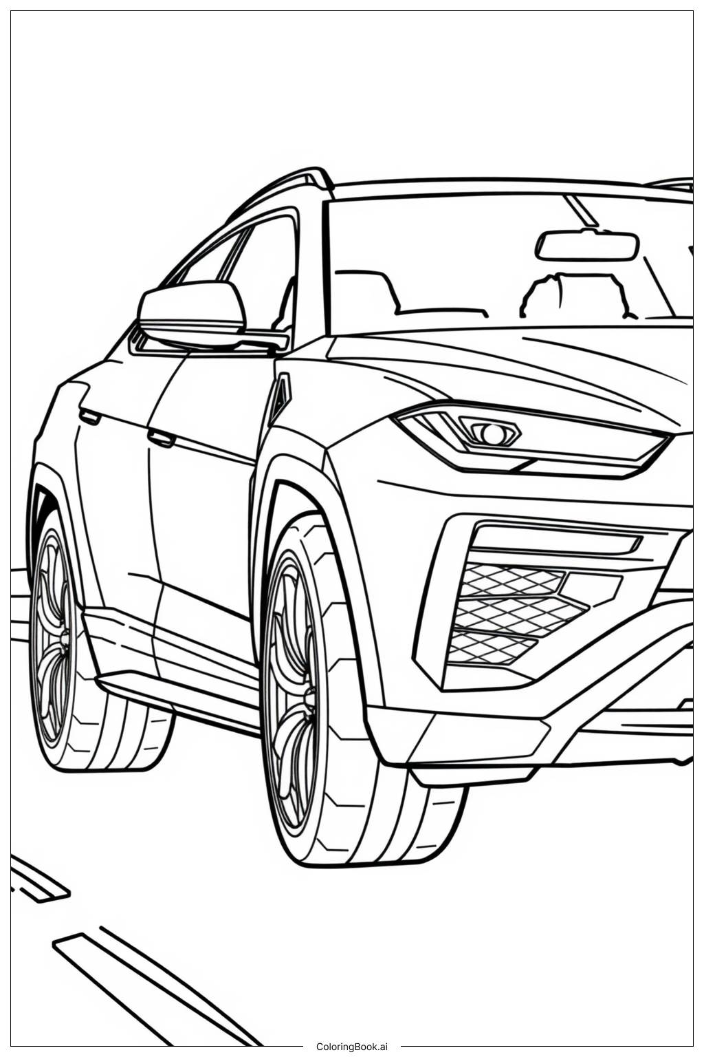  Página para colorear de Vista Lateral Simple de Urus-2 