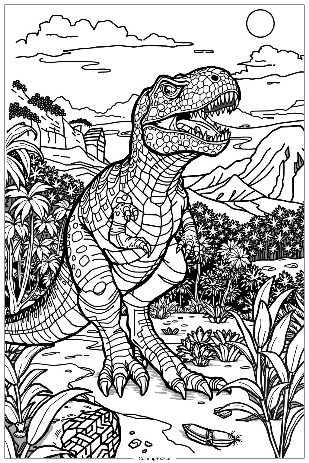  Jurassic World T-Rex Encounter-2 Coloring Page 