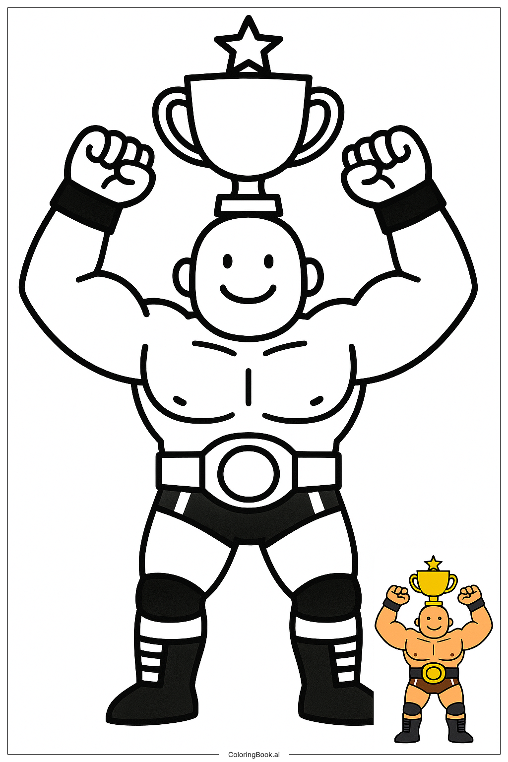 WWE 摔角手舉起獎盃著色頁