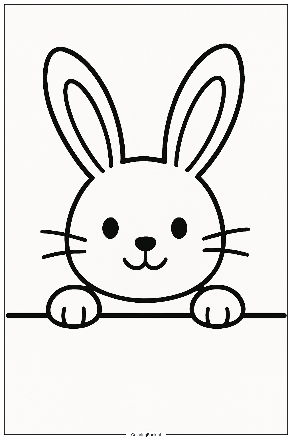 Easter Bunny Peeking Out Coloring Page