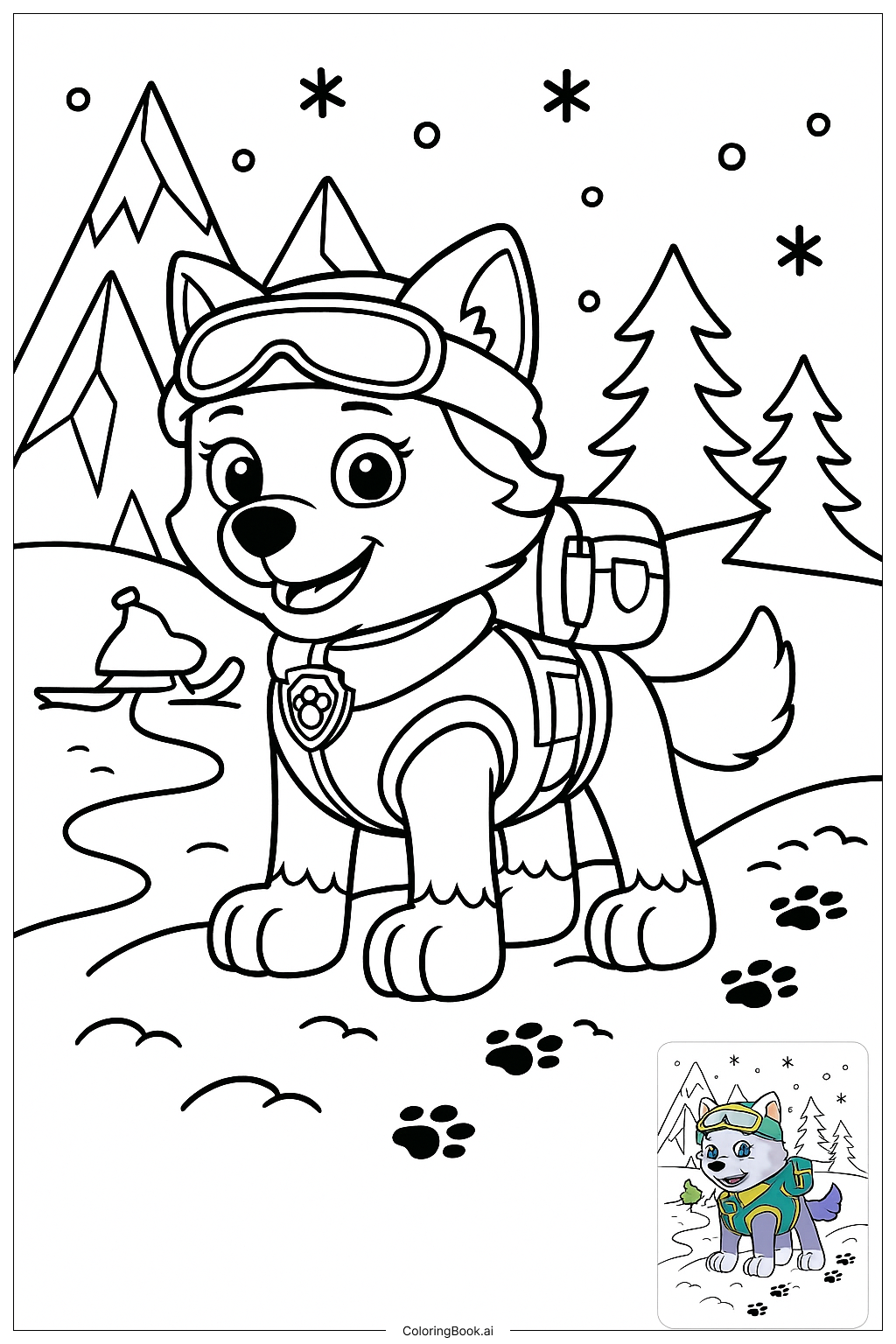  Página para colorir de Paw Patrol Everest Ice Rescue 