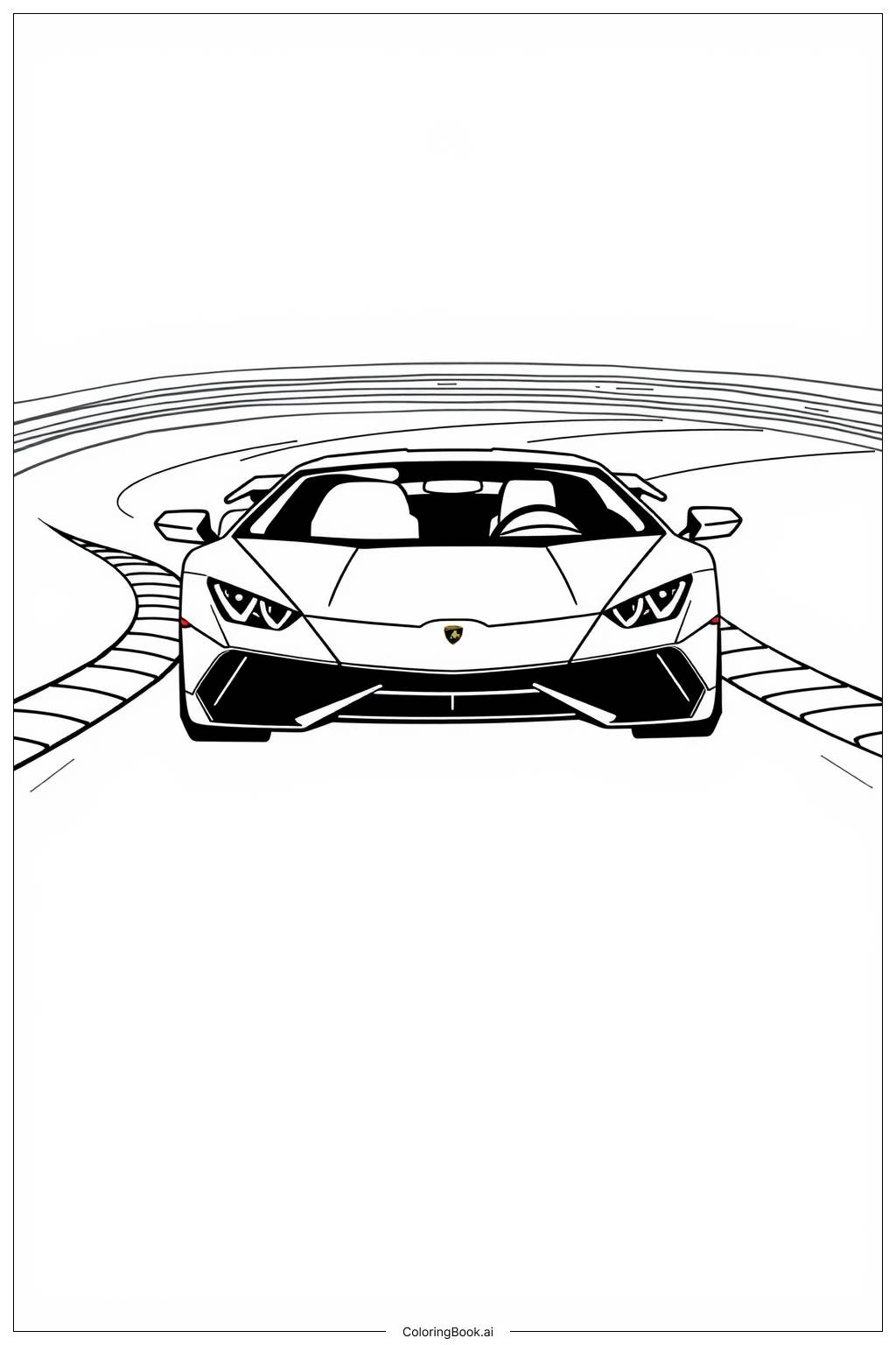  Página para colorear de Pista de Carreras Lamborghini 