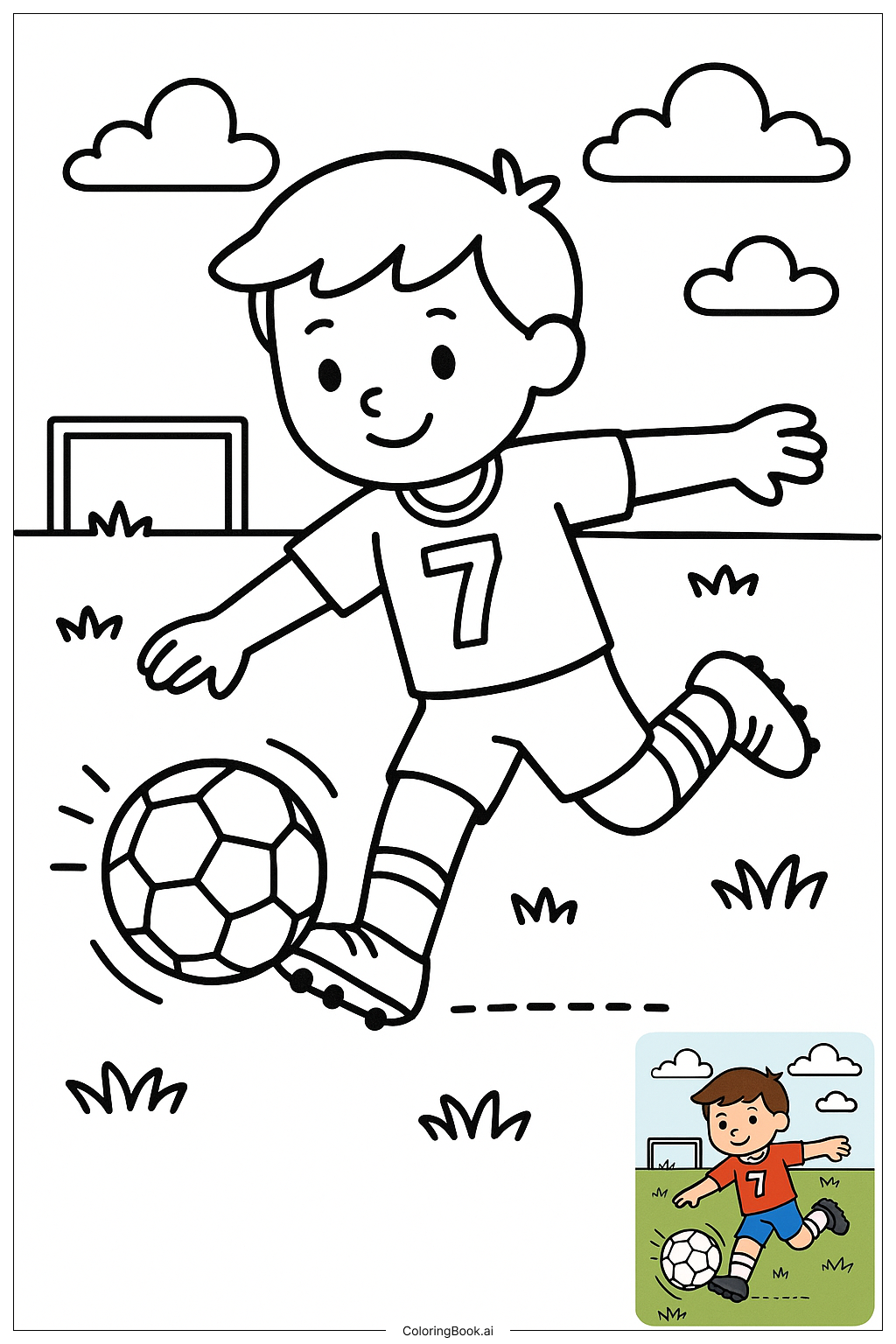  Page de coloriage Joueur de football passant le ballon 
