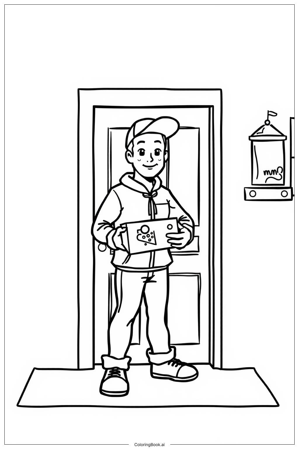  Pizza Delivery at the Door Coloring Page 