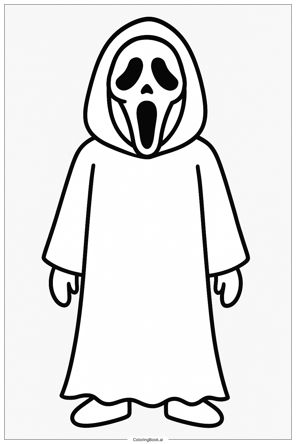  Página para colorear de Pose fácil de cuerpo completo de Ghostface 